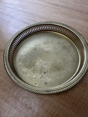 #ad #ad Vintage Brass Serving Tray MCM International Solid Brass Giftwares $21.00