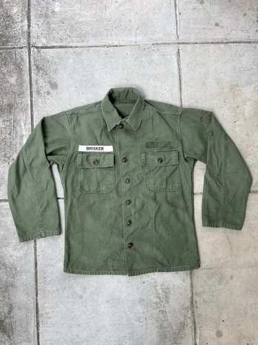 Vintage 50s 60s Vietnam Era US Army OG-107 Type 1 Sateen Shirt Fatigue (21x27)