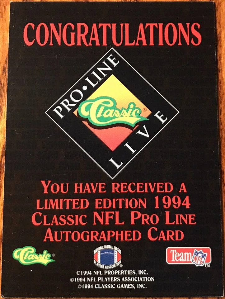 1994 Pro Line Live Autographs Shane Conlan #30 Los Angeles Rams #’d 1098/1110 - Image 2 of 4