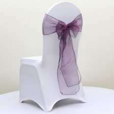 purple organza chair sashes chair ties bow ribbon engagement wedding decoration
