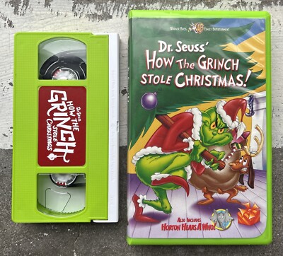Dr Seuss  How The Grinch Stole Christmas Warner Bros (VHS, 2000) Green Custom