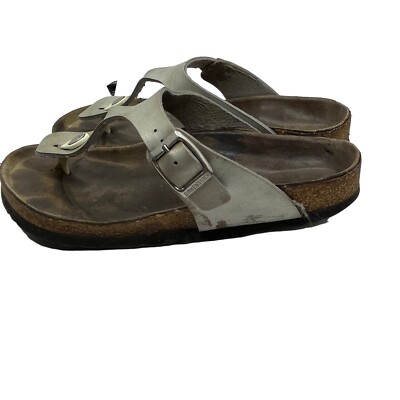 Papillio by Birkenstock Silver Metallic Leather Sandals  Size: US10 Men/12 Women Papillio Ashley (By Birkenstock) In Metallic Silver In EU 40  main image 4
