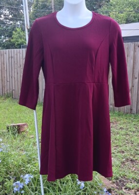 FAT GIRL*Red Maroon Stretchy texture dress*Plus Size XXL*Fitted Waist*3/4  Sleeve | eBay