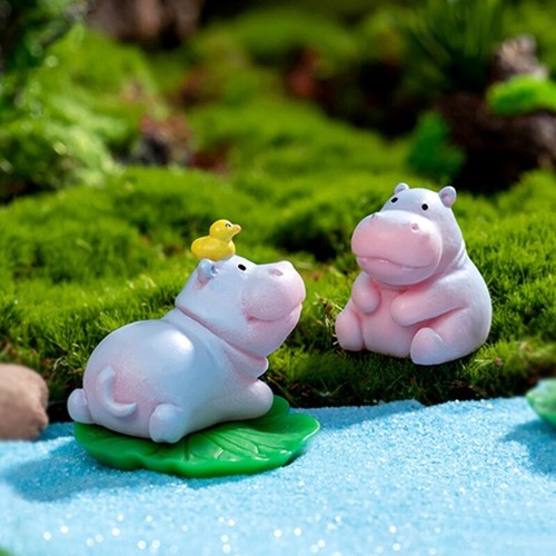 Pack of 6 Cute Hippo Miniatures Figurines for Unique Home Decors And Gifting - Picture 4 of 8