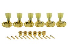 Kluson Revolution Tuners - 3x3 No Collar Pearloid button - Gold KRGNC-3-GP