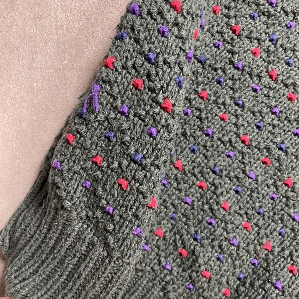 Suéter Vintage American Eagle Birdseye L Hecho en EE. UU. Outfitters Años 90 Rojo Azul Foto 4 de 4