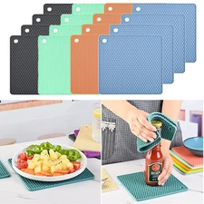 4PCS Silicone Pot Holder Placemat Heat Resistant Non Slip Trivet Mats Washable
