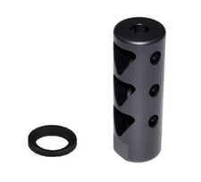 All Steel 5/8x24 Thread Muzzle Brake, Steel Black Phosphate For 6.5 Creedmoor
