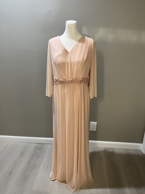 MARINA Peach Beaded Gown Lined Wedding Prom Size 10 | eBay