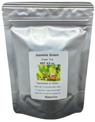 Jasmine Green Tea - 4 oz - Loose Leaf Blend from 100% Nature