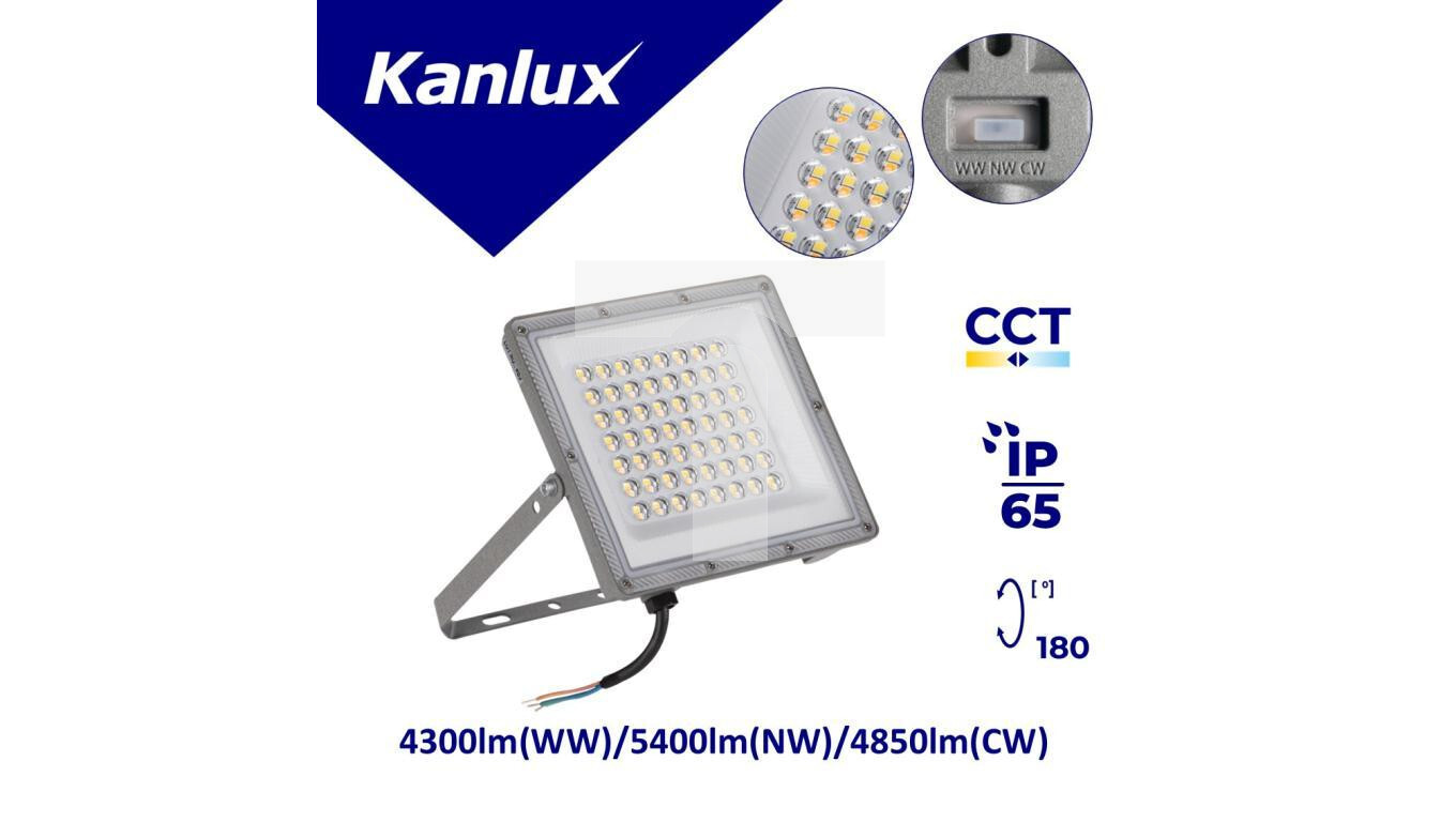 ACETE 50W CCT GR 4300lm(WW)/5400lm(NW)/4850lm(CW) 3000K/4000K/6500K IP65  /T2UK
