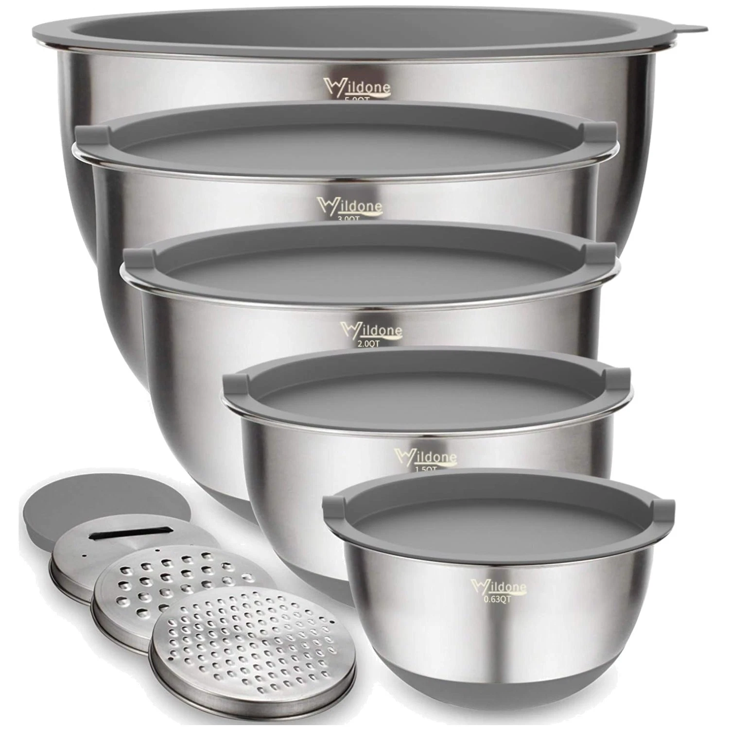 Stainless Steel Mixing Bowls Set with Airtight Lids - 5PCS