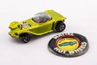 ORIGINAL 1968 RED LINE HOT WHEELS LIME BEATNIK BANDIT TOY CAR & BUTTON