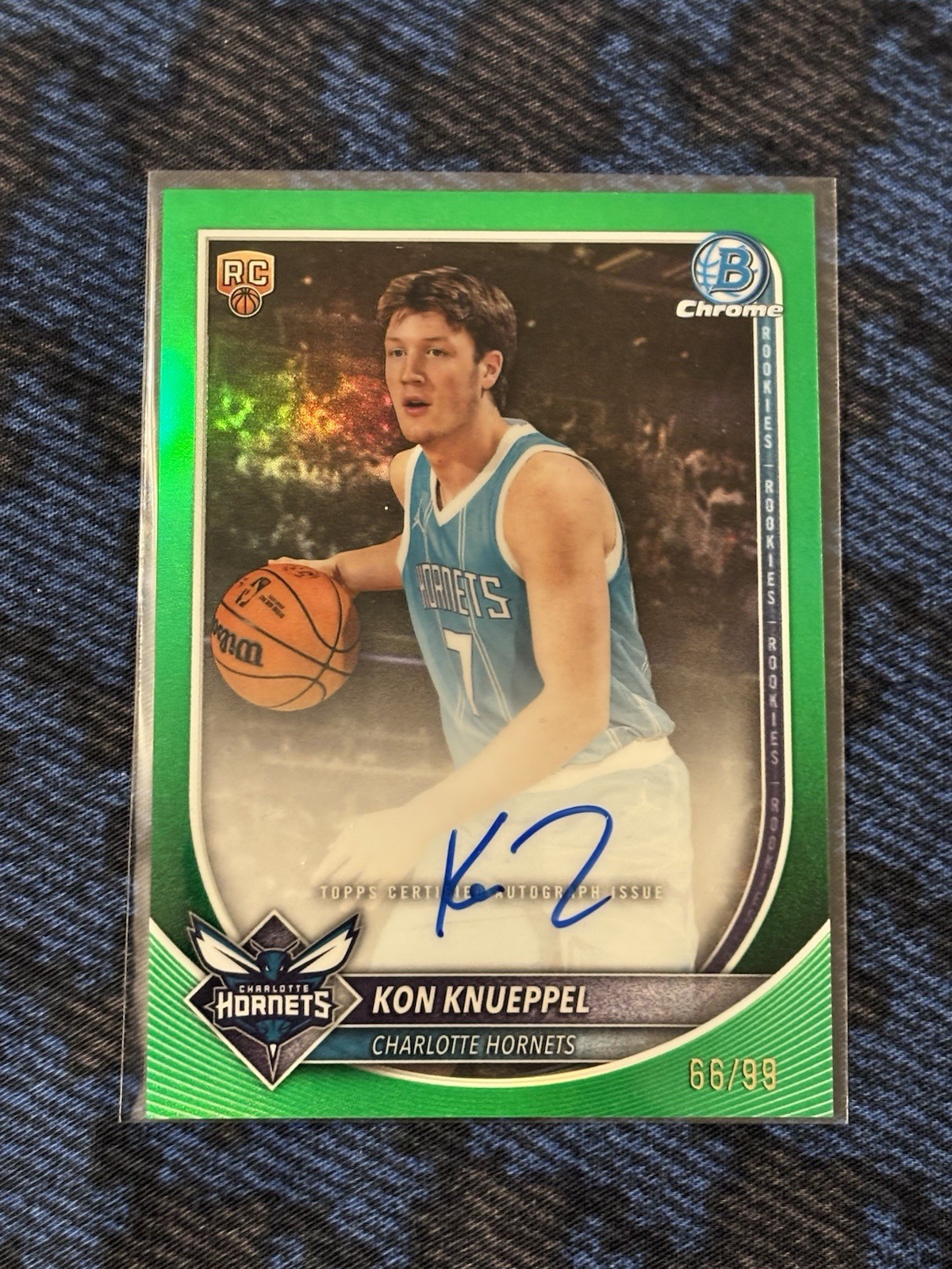 2025-26 Bowman Chrome Kon Knueppel Rookie Auto BCA-KK True Green Refractor /99