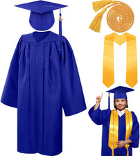 4 Pcs 2026 Unisex Kindergarten Graduation Matte Gown Cap Tassel Stole Set 2026 C