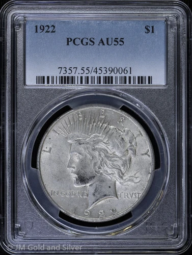 1922-P $1 Peace Silver Dollar PCGS AU 55