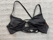 Shade Shore Bikini Top Womens 34B Black Cross Back Tie Swim Top Removable Pads