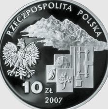 Poland 10 Zlotych 2007  Proof UNC Silver,  Ignacy Domeyko in Chile,