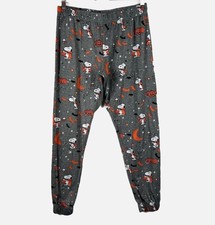 Munki Munki Peanuts Pajama Pants Women's Medium SNOOPY Halloween Lounge Gray