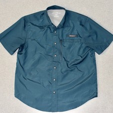 Eddie Bauer Men's Woven Tech Vented Short Sleeve Green Fishing Shirt Medium