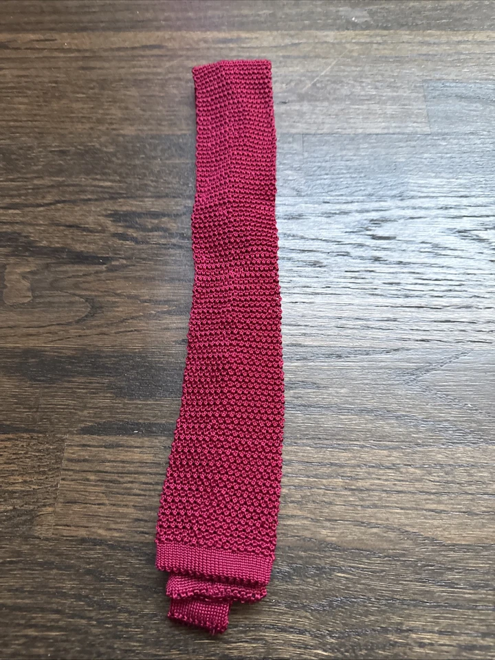 Corbata tejida Charvet para hombre, frambuesa 100 % seda, Italia Foto 2 de 4