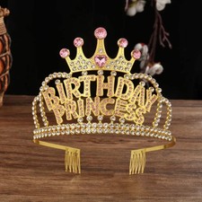 Princess Crown Hair Accessory for Girls in Metal Featuring Rhinestones, Perfect