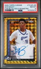 2025 TOPPS CHROME CHROME ROOKIE AUTOS GOLD GEOMETRIC ACE BAILEY 13/50 PSA 8