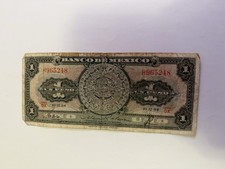 Mexican Bank Note: El Banco de Mexico S.A. 1954 1 Pesos, Serie EK, No. A690826