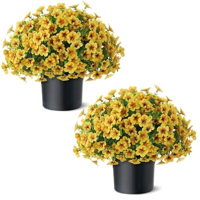 2 Set of Artificial Morning Glory & Eucalyptus Topiary Trees - Faux Silk Flow...