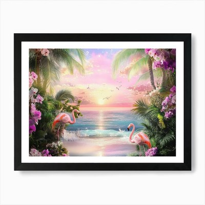 Schöner Meerblick aus dem Garten Gerahmtes Wandbild Poster Leinwanddruck Bild