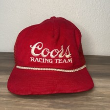 VTG RARE Coors Racing Team Hat Made In USA Corded SnapBack Red Cool Beer