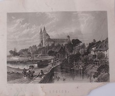 Speyer a. Rh. Puente de la catedral del casco antiguo grabado en acero de H.C. Capon