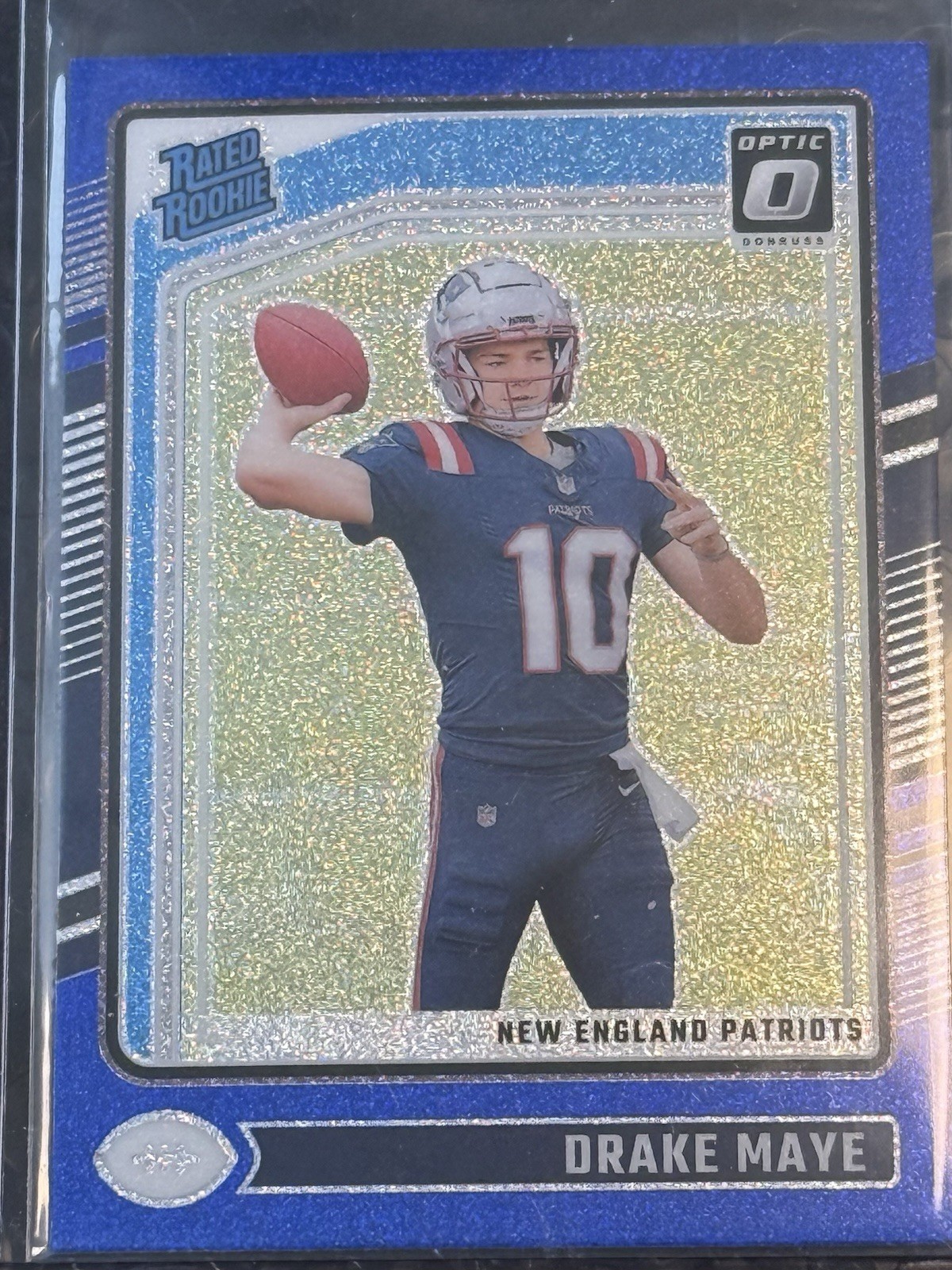 2024 Panini Donruss Optic - Rated Rookie Drake Maye #229 Blue Glitter Prizm (RC)