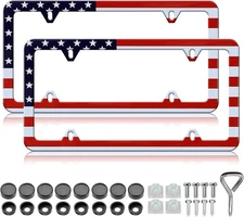 American Flag License Plate Frame - 2 Pack Classic 