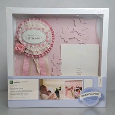 Shadow Box Newborn Baby Girl Pink White Nursery Decor Bravissimo Making Memories
