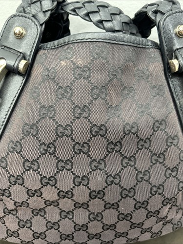 Authentische Gucci kleine Pelham Schultertasche GG Canvas mit schwarzem Lederbesatz - Bild 6 von 24