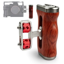 Adjustable Wooden Side Handle Grip for Camera Cage Left Right Cold Shoe Mount