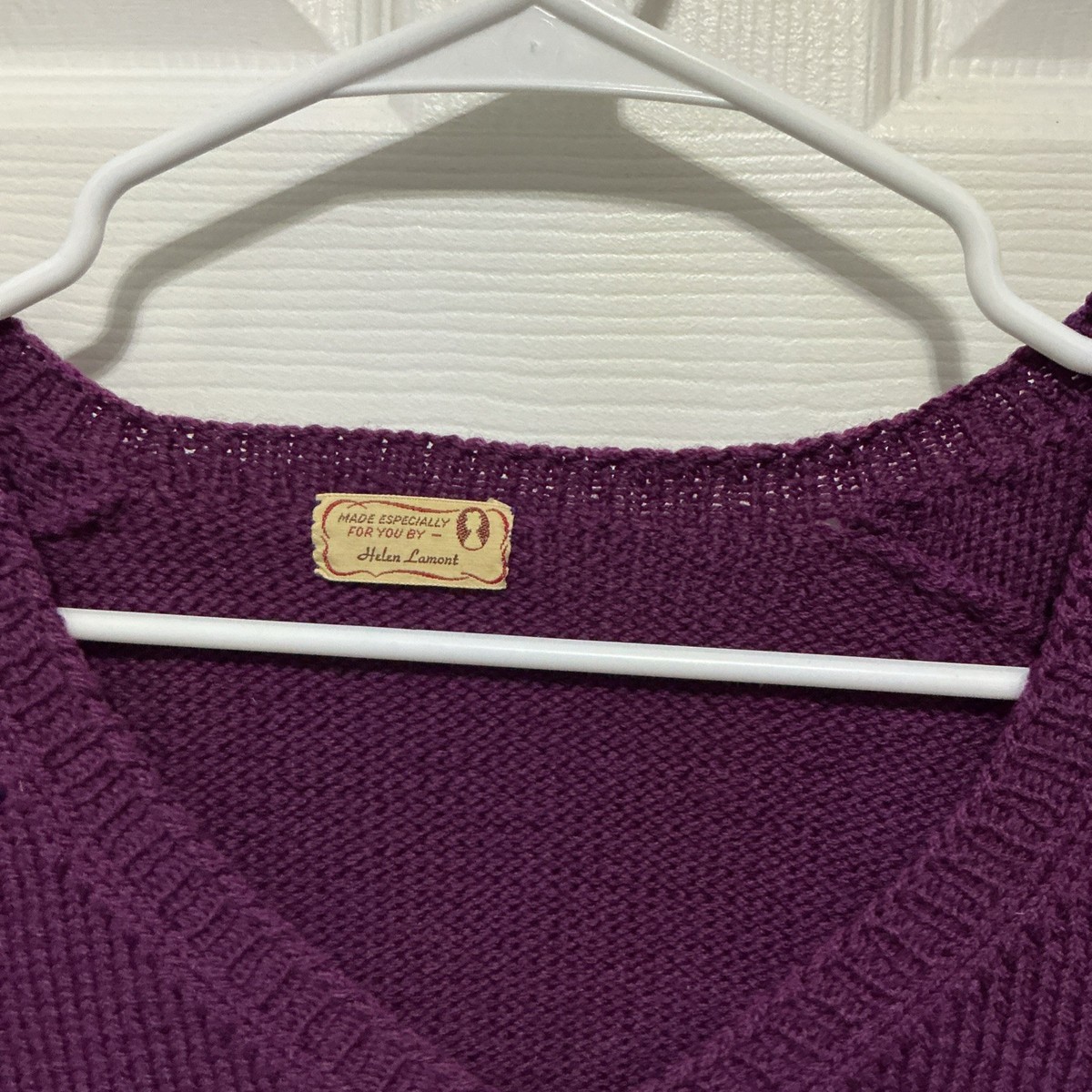 VTG Pure Wool V-Neck Sweater Mens Handmade By Helen Lamont Sz Medium View 2