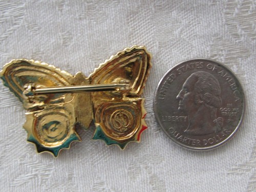 Vintage St John SJ Enamel Butterfly Brooch Pin~Enamel and Gold - Picture 4 of 4