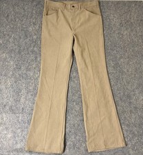 Vintage Big Yank Bell Bottom Pants 35x33 Tan Brushed Flare Scoville Zip 60s 70s