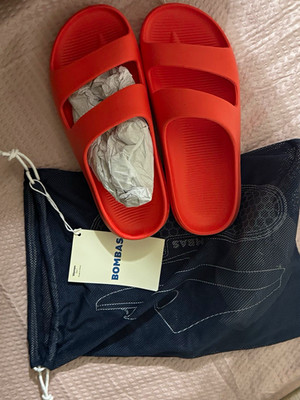 Bombas Orange Rubber Slide Sandals Slip-On Logo Accent women 7
