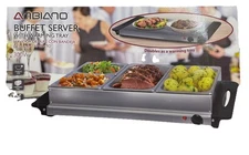 Ambiano Buffet Server With Warming Tray 300W 4 Trays transparent lids bew