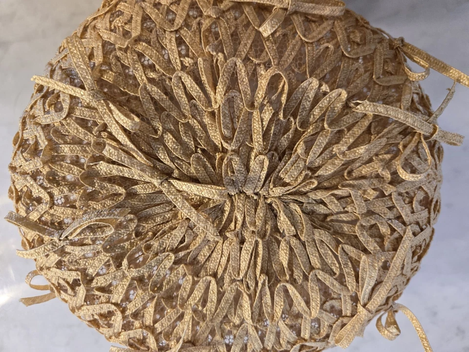 Винтажная женская соломенная шляпа-тюрбан YSL Yves St Laurent с бантиками и коробкой I. Magnin - Изображение 2 из 4