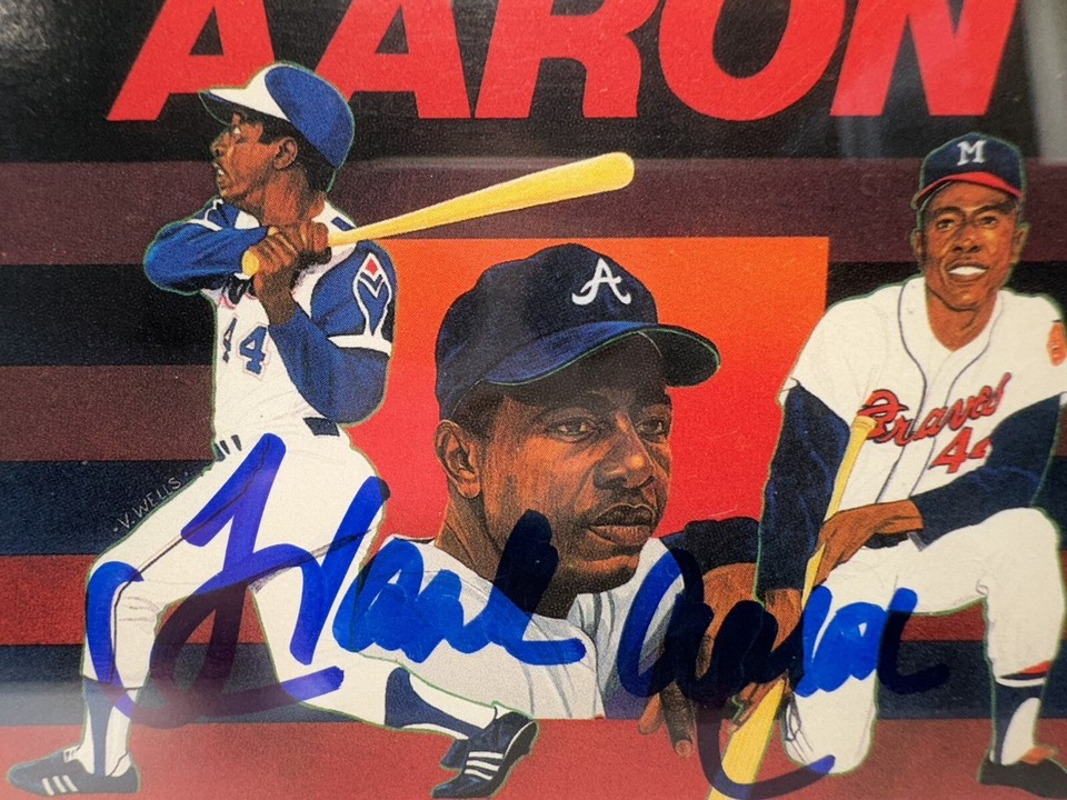 🔥 1991 Upper Deck Baseball Heroes Hank Aaron Autograph Card 27 Wow!! 🔥