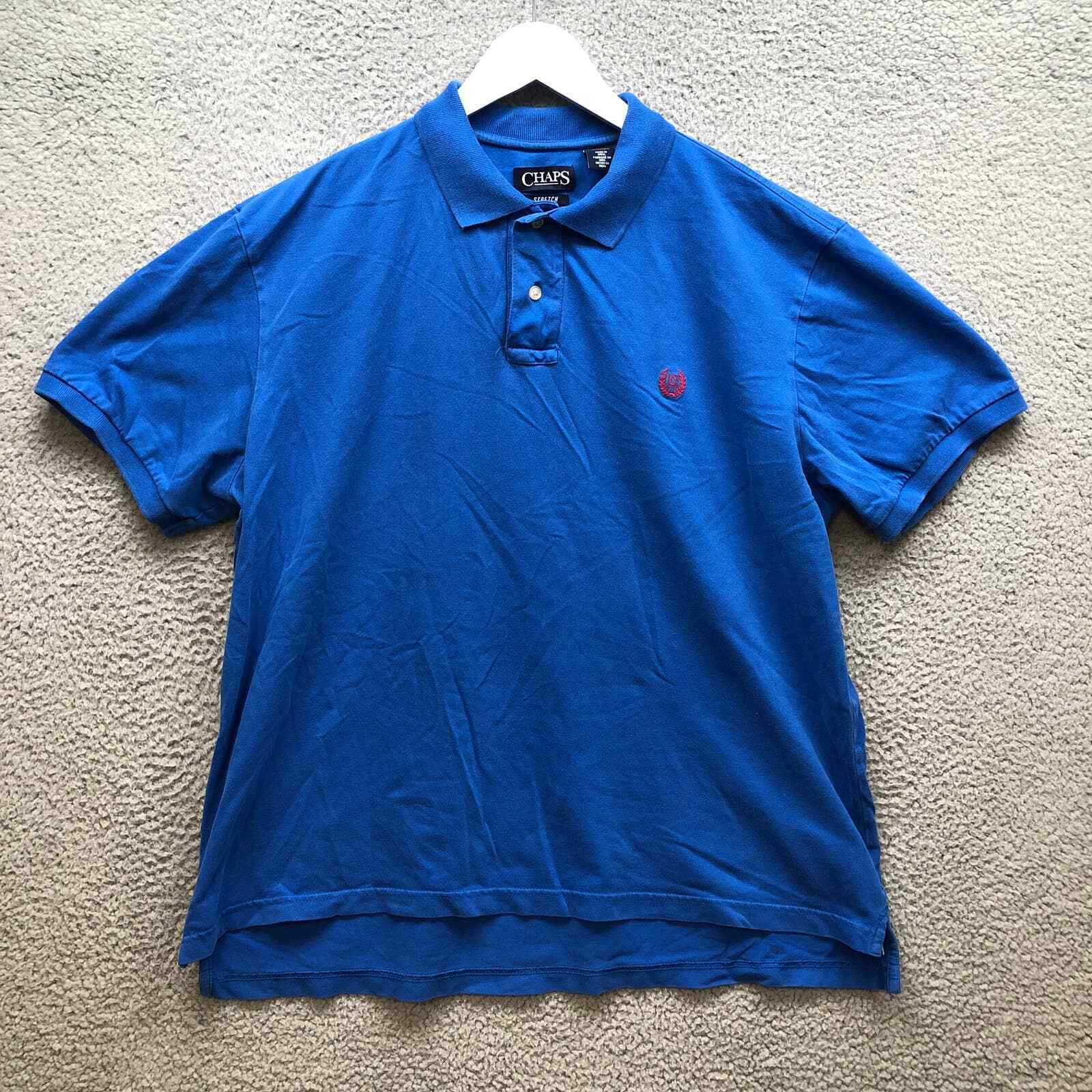 Chaps Polo Shirt Men's Size XL Short Sleeve Stretch Logo Blue