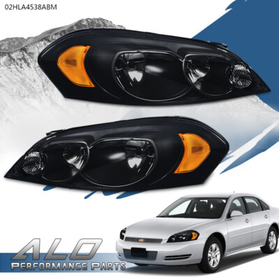 Amber Corner Black Headlights Fit For 06-13 Chevy Impala/06-07 Monte Carlo