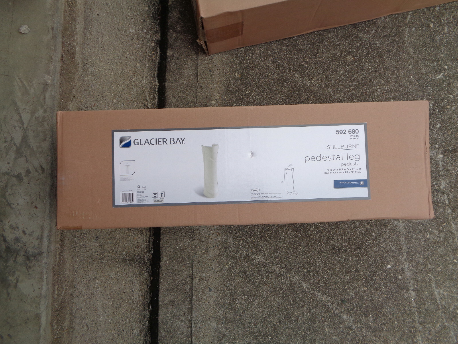 Glacier Bay Shelburne Bathroom Sink Pedestal Leg Fits Petite Aragon NEW