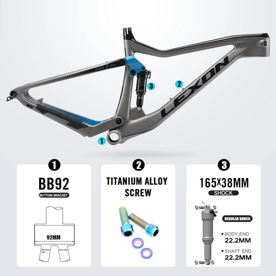 Carbon MTB Frame Inner Cable Suspension Bike Frame 29er Boost XC with Shock - Image 3 of 4