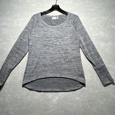 Athleta No Sweatin It Sharkbite Gray Crew Neck Pullover Sweater Women s Size: S