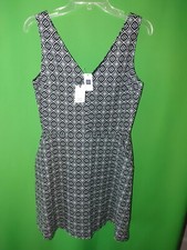 1659) NWT GAP 6 black white sheath fitted dress linen above knee pockets new 